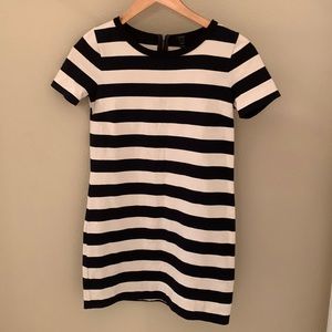 JCrew blue and cream striped dress